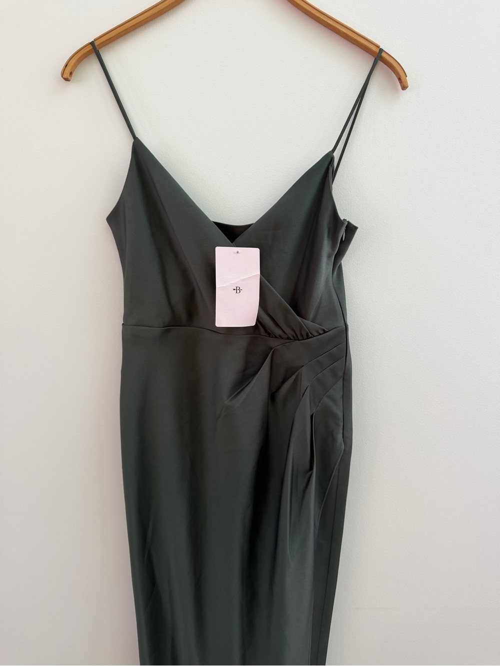 NWT Anthropologie BHLDN Freya Satin Charmeuse Maxi Dress Gray Green Gown 4 - Picture 3 of 16